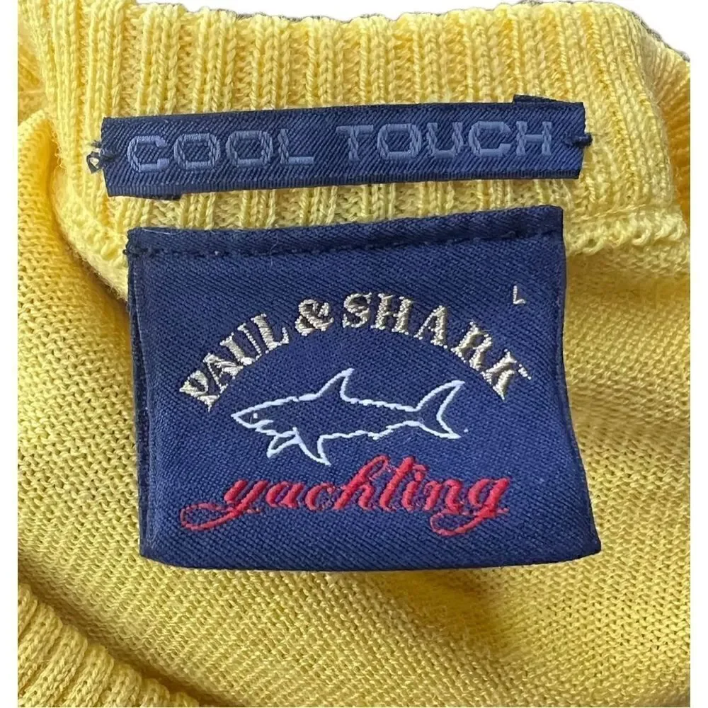 Paul & Shark Yachting Yellow 100% Lana Virgin Wool NWOT Size Large